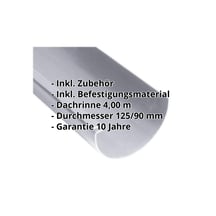 Kunststoff Dachrinnen Sparpaket 4 m | Ø 125/90 mm | Farbe Grau #2