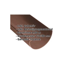 Kunststoff Dachrinnen Sparpaket 4 m | Ø 125/90 mm | Farbe Braun #2