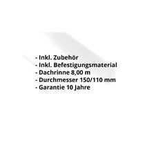 Kunststoff Dachrinnen Sparpaket 8 m | Ø 150/110 mm | Farbe Weiß #2