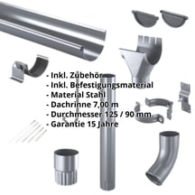 Stahl Dachrinnen Sparpaket 7 m | Ø 125/90 mm | 7024 - Graphitgrau #2
