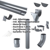 Stahl Dachrinnen Sparpaket 7 m | Ø 125/90 mm | 7016 - Anthrazitgrau #2