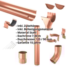 Stahl Dachrinnen Sparpaket 7 m | Ø 125/90 mm | 8004 - Kupferbraun #2