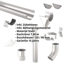 Stahl Dachrinnen Sparpaket 7 m | Ø 125/90 mm | 9007 - Graualuminium #2