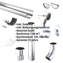 Stahl Dachrinnen Sparpaket 7 m | Ø 125/90 mm | Verzinkt #2