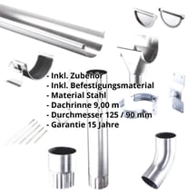 Stahl Dachrinnen Sparpaket 9 m | Ø 125/90 mm | Verzinkt #2