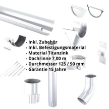 Titanzink Dachrinnen Sparpaket 7 m | Ø 125/90 mm #2