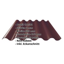 Faserzement Wellplatte Europa Profil 5 | Dunkelbraun | 1250 mm #2