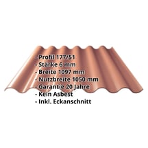 Faserzement Wellplatte Europa Profil 6 | Ziegelrot | 1600 mm #2