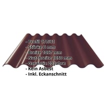 Faserzement Wellplatte Europa Profil 6 | Dunkelbraun | 1600 mm #2