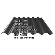 Faserzement Wellplatte Europa Profil 6 | Anthrazitschwarz | 1250 mm #2