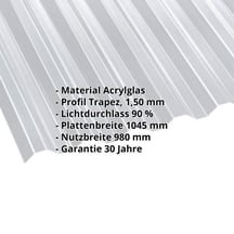 Acrylglas Spundwandplatte | 76/18 | 1,50 mm | Klar | 5000 mm #2