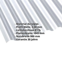 Acrylglas Wellplatte | 76/18 | 3,00 mm | Klar | C-Struktur | 2500 mm #2