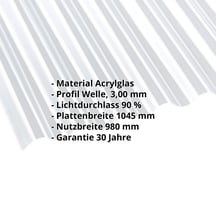 Acrylglas Wellplatte | 76/18 | 3,00 mm | Klar | 2500 mm #2