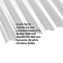 Acrylglas Wellplatte | 76/18 | 3,00 mm | Klar | Wabenstruktur | 4000 mm #2