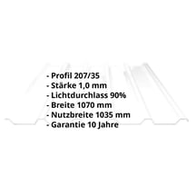 Polycarbonat Spundwandplatte | 207/35 | 1,00 mm | Klar | 2-Seiten UV-Schutz | 500 mm #2