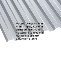 Polycarbonat Spundwandplatte | 76/18 | 1,00 mm | Grau | Temperaturreduzierend | 5000 mm #2