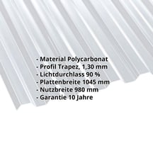 Polycarbonat Spundwandplatte | 76/18 | 1,30 mm | Klar | 7000 mm #2