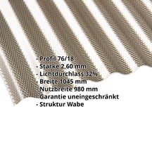 Polycarbonat Wellplatte | 76/18 | 2,60 mm | Bronze | Wabenstruktur | 3000 mm #2