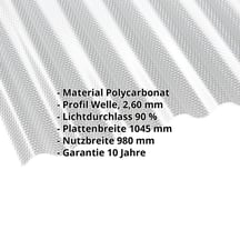 Polycarbonat Wellplatte | 76/18 | 2,60 mm | Klar | Wabenstruktur | 2500 mm #2