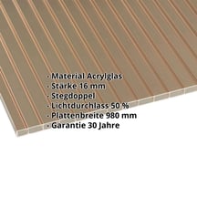 Acrylglas Stegdoppelplatte | 16 mm | Breite 980 mm | Bronze | 6000 mm #2