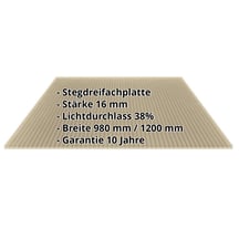 Polycarbonat Stegplatte | 16 mm | Breite 1200 mm | Bronze | 3500 mm #2