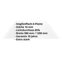 Polycarbonat Stegplatte | 16 mm | Breite 1200 mm | Klar | Extra stark | 4000 mm #2