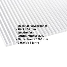 Polycarbonat Stegplatte | 16 mm | Breite 1200 mm | Klar | Blueline | 4000 mm #2