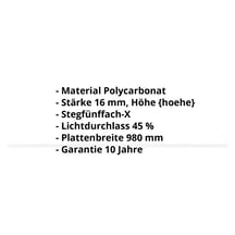 Polycarbonat Stegplatte | 16 mm | Breite 980 mm | Opal Weiß | Extra stark | 2000 mm #2