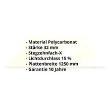 Polycarbonat Stegplatte | 32 mm | Breite 1250 mm | Gold-Opal | Ideal für Wintergarten | 5000 mm #2