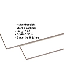 HPL Schichtstoffplatte | Außen | 6 mm | Reinweiß | 3,05 x 1,30 m #2