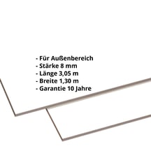 HPL Schichtstoffplatte | Außen | 8 mm | Reinweiß | 3,05 x 1,30 m #2