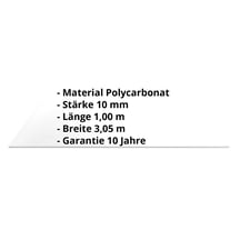 Polycarbonat Massivplatte | 10 mm | Glasklar | 3,05 x 1,00 m #2