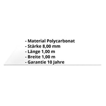 Polycarbonat Massivplatte | 8 mm | Glasklar | 1,00 x 1,00 m #2