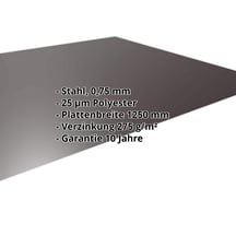 Flachblech | Stahl 0,75 mm | 25 µm Polyester | 8017 - Schokoladenbraun #2