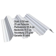 Hochprofil T92P | Dach | Stahl 0,50 mm | 25 µm Polyester | 7035 - Lichtgrau #2