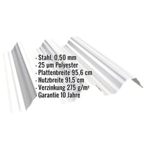 Hochprofil T92P | Dach | Stahl 0,50 mm | 25 µm Polyester | 9010 - Reinweiß #2
