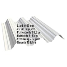 Hochprofil T92P | Dach | Stahl 0,50 mm | 25 µm Polyester | 9002 - Grauweiß #2