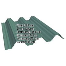Hochprofil T92P | Dach | Stahl 0,63 mm | 25 µm Polyester | 6005 - Moosgrün #2