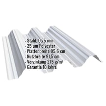 Hochprofil T92P | Dach | Stahl 0,75 mm | 25 µm Polyester | 7035 - Lichtgrau #2