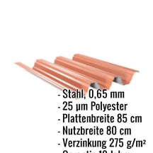 Hochprofil TP104 | Dach | Stahl 0,65 mm | 25 µm Polyester | 8004 - Kupferbraun #2