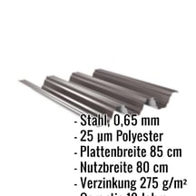 Hochprofil TP104 | Dach | Stahl 0,65 mm | 25 µm Polyester | 8017 - Schokoladenbraun #2