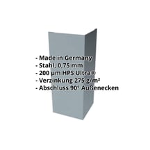Außenecke | 100 x 100 x 2000 mm | Stahl 0,63 mm | 200 µm HPS Ultra® | 7040 - Fenstergrau #2