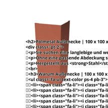 Außenecke | 100 x 100 x 2000 mm | Stahl 0,50 mm | 50 µm PURLAK® | 8004 - Kupferbraun #2