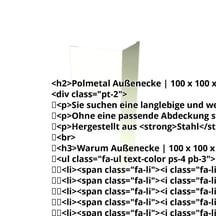 Außenecke | 100 x 100 x 2000 mm | Stahl 0,50 mm | 25 µm Polyester | 9002 - Grauweiß #2