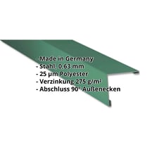 Außenecke | 115 x 115 mm | Stahl 0,63 mm | 25 µm Polyester | 6020 - Chromoxidgrün #2