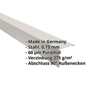 Außenecke | 115 x 115 mm | Stahl 0,75 mm | 60 µm Puramid | 9002 - Grauweiß #2