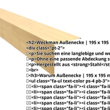 Außenecke | 195 x 195 mm | Stahl 0,50 mm | 35 µm Strukturpolyester | Holzoptik - Ahorn #2