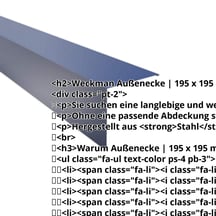 Außenecke | 195 x 195 mm | Stahl 0,50 mm | 25 µm Polyester | 5010 - Enzianblau #2