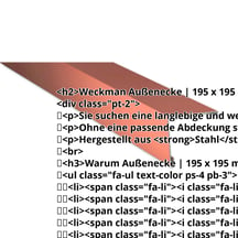 Außenecke | 195 x 195 mm | Stahl 0,63 mm | 25 µm Polyester | 8004 - Kupferbraun #2