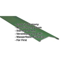Firstblech flach | 145 x 145 mm | 150° | Stahl 0,50 mm | 25 µm Polyester | 6002 - Laubgrün #2